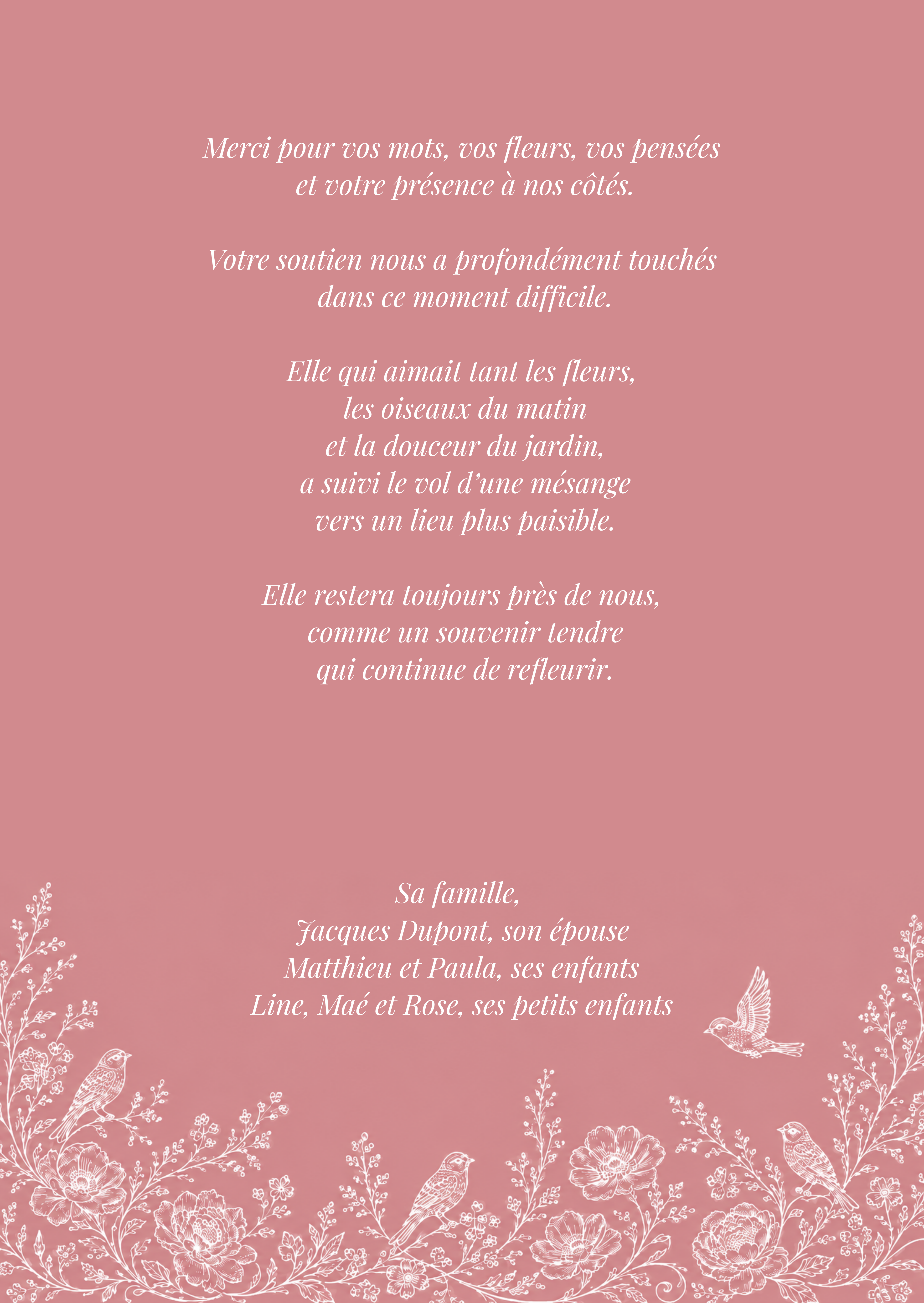 Faire-part verso